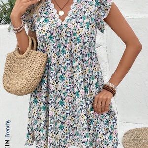 Floral dress with lace detail
